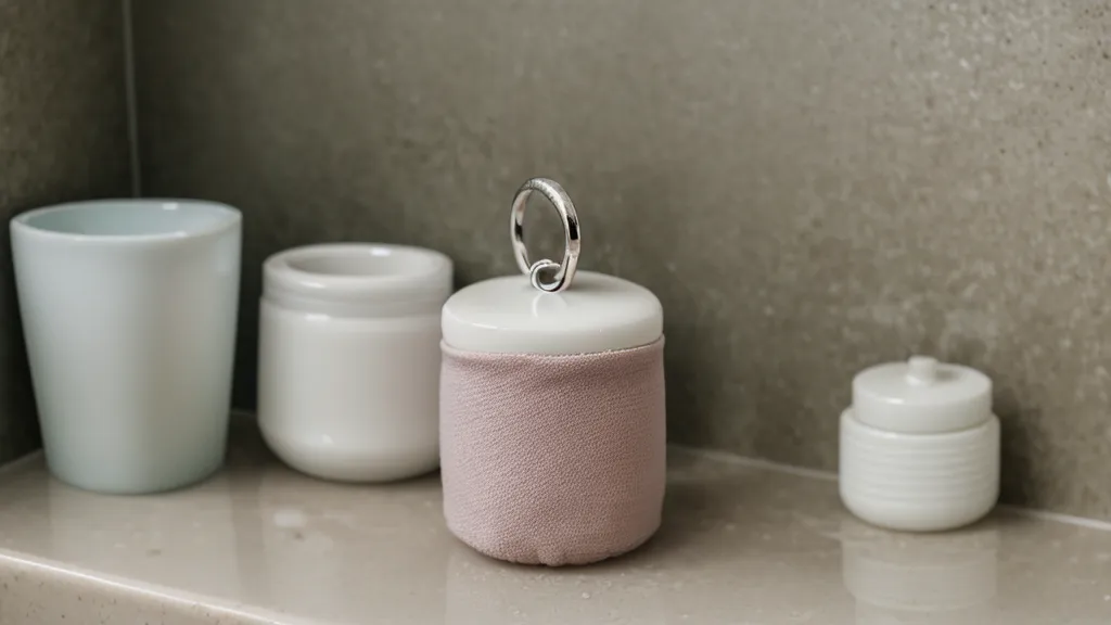Botón colgante de emergencia impermeable para teleasistencia, junto al lavabo del baño de un adulto mayor